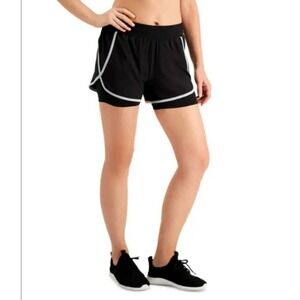 Ideology Layered Running Shorts Medium Black Gray NWT